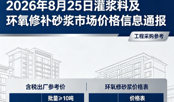 武山2026年8月25日灌浆料及环氧修补砂浆市场价格信息通报